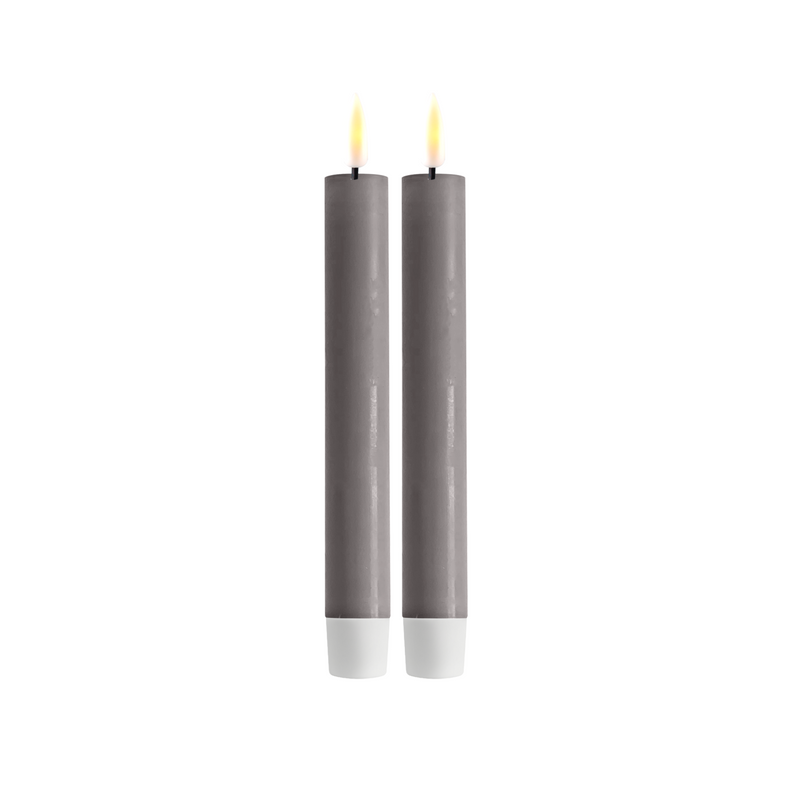 Flameless LED Grey Set of 2 Dinner Candles