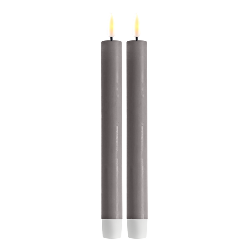 Flameless LED Grey Set of 2 Dinner Candles