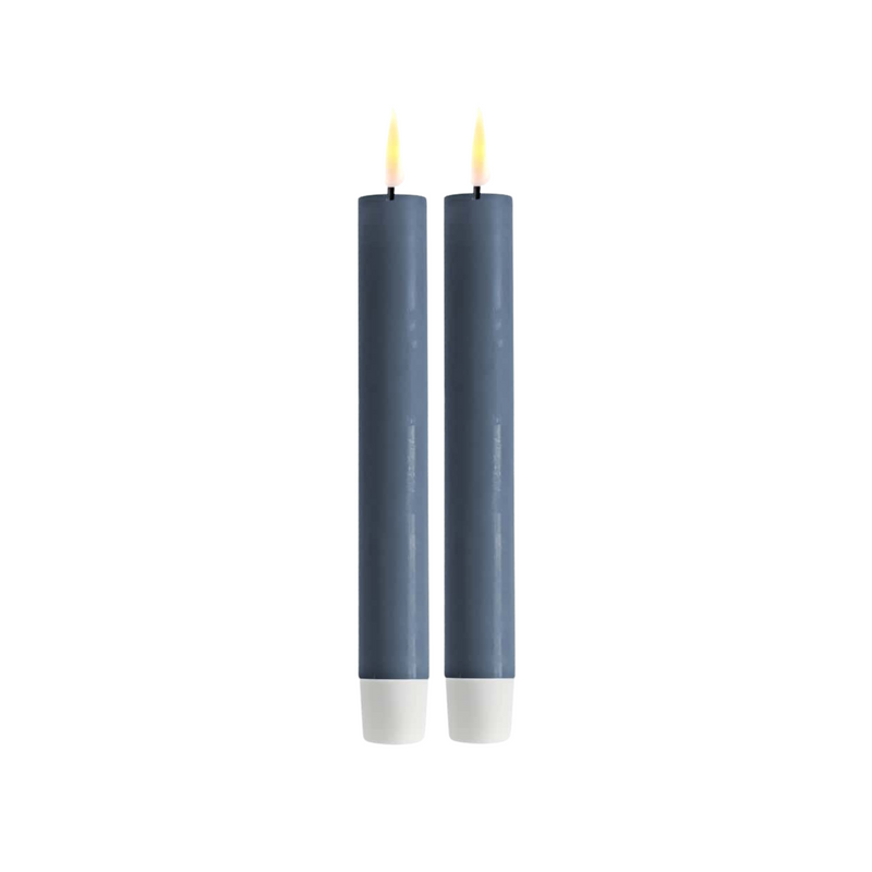 Flameless LED Ice Blue Set of 2 Dinner Candles