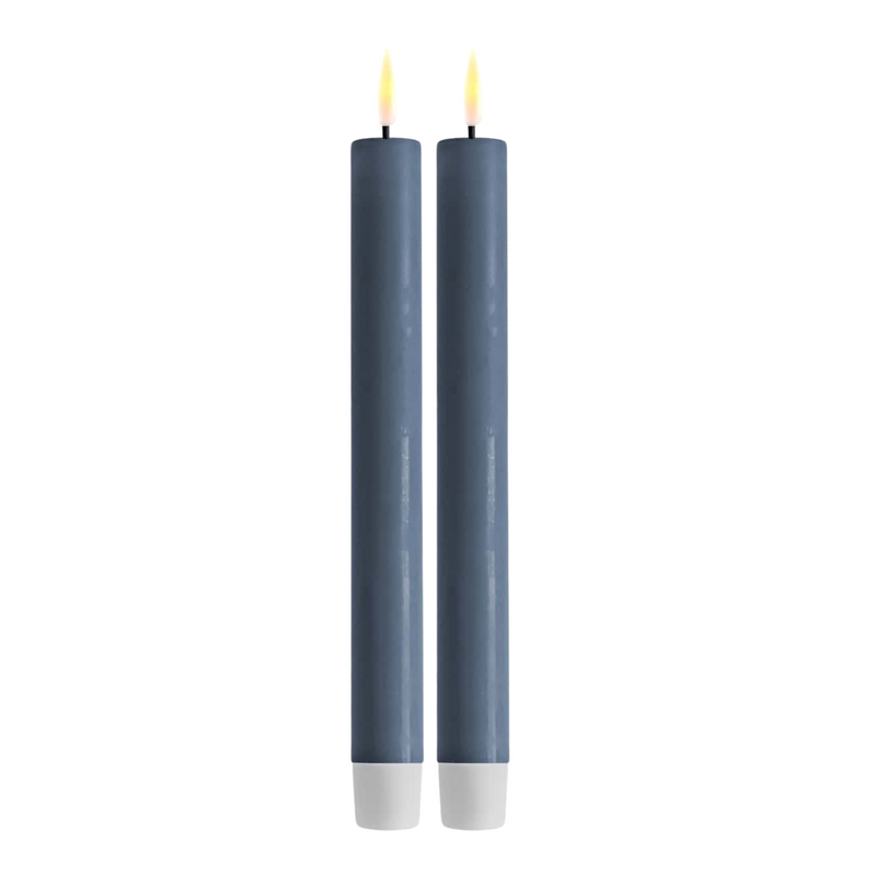 Flameless LED Ice Blue Set of 2 Dinner Candles