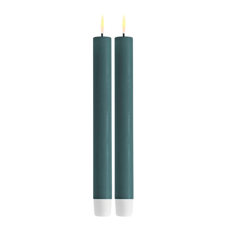 Flameless LED Jade Green Set of 2 Dinner Candles