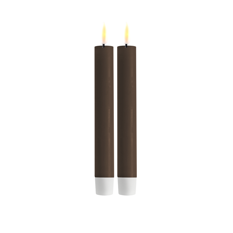 Flameless LED Mocha Set of 2 Dinner Candles