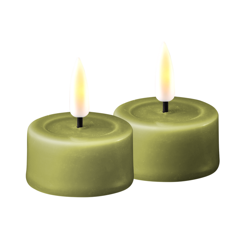 Flameless LED Olive Green Set of 2 Tealights