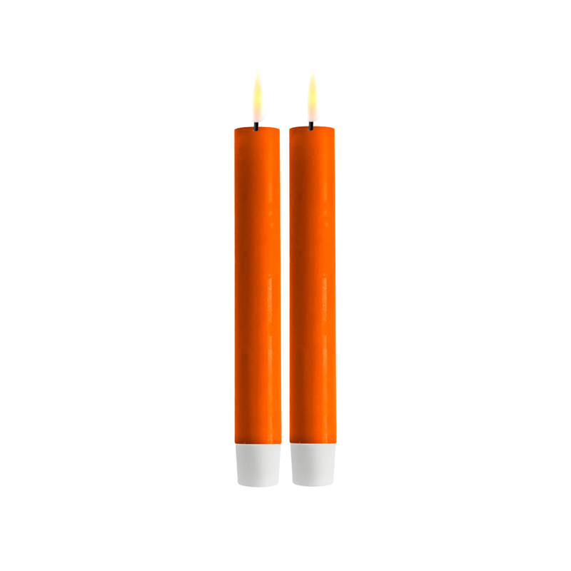 Flameless LED Orange Set of 2 Dinner Candles