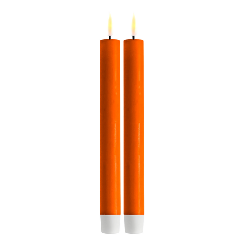 Flameless LED Orange Set of 2 Dinner Candles