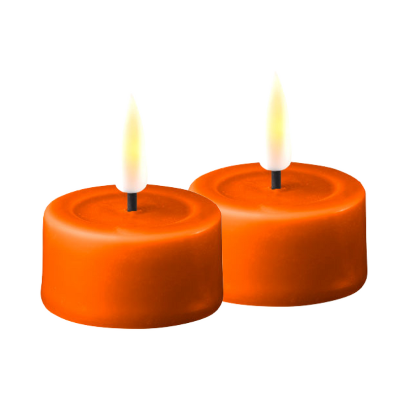 Flameless LED Orange Set of 2 Tealights