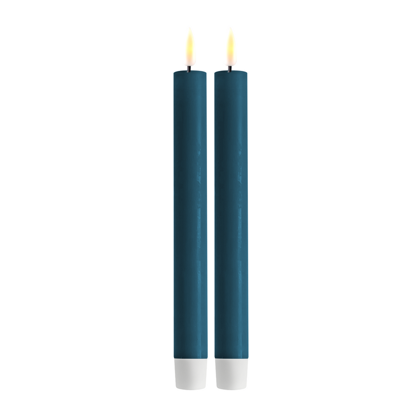 Flameless LED Petroleum Blue Set of 2 Dinner Candles