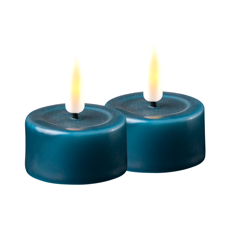 Flameless LED Petroleum Blue Set of 2 Tealights