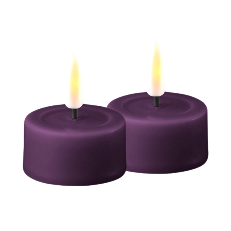 Flameless LED Dark Purple Set of 2 Tealights