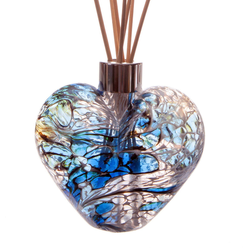 Glass Heart Reed Diffuser in White, Blue & Grey