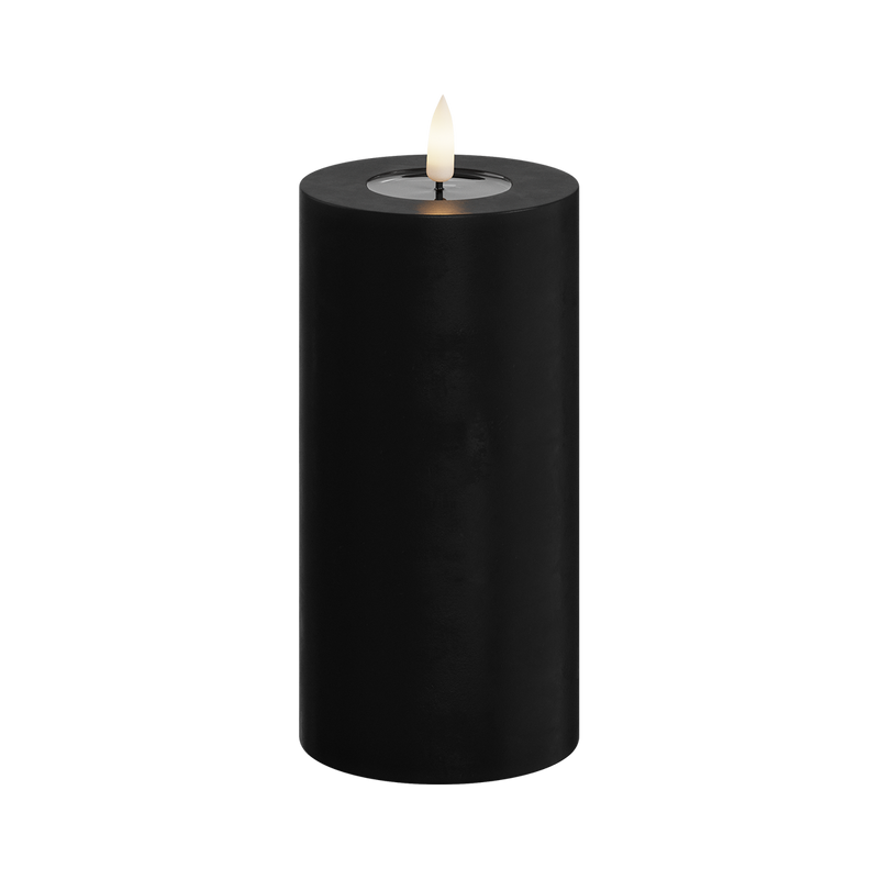 Flameless LED Black Wax Pillar Candle