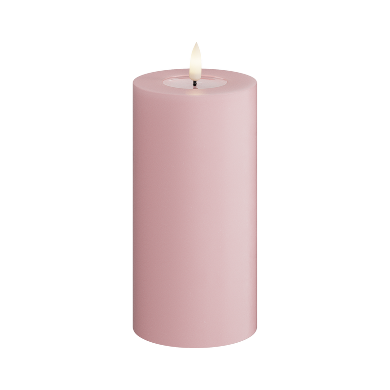 Flameless LED Light Pink Wax Pillar Candle