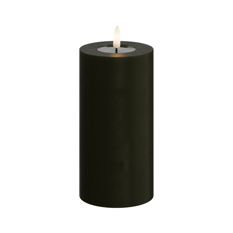 Flameless LED Dark Green Wax Pillar Candle