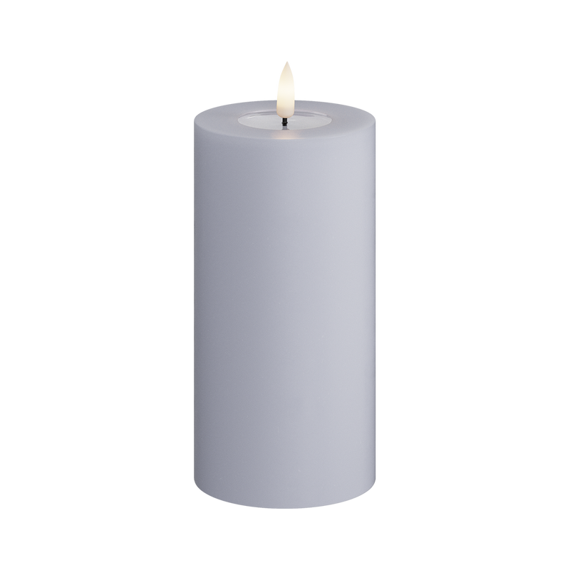 Flameless LED Dust Blue Wax Pillar Candle