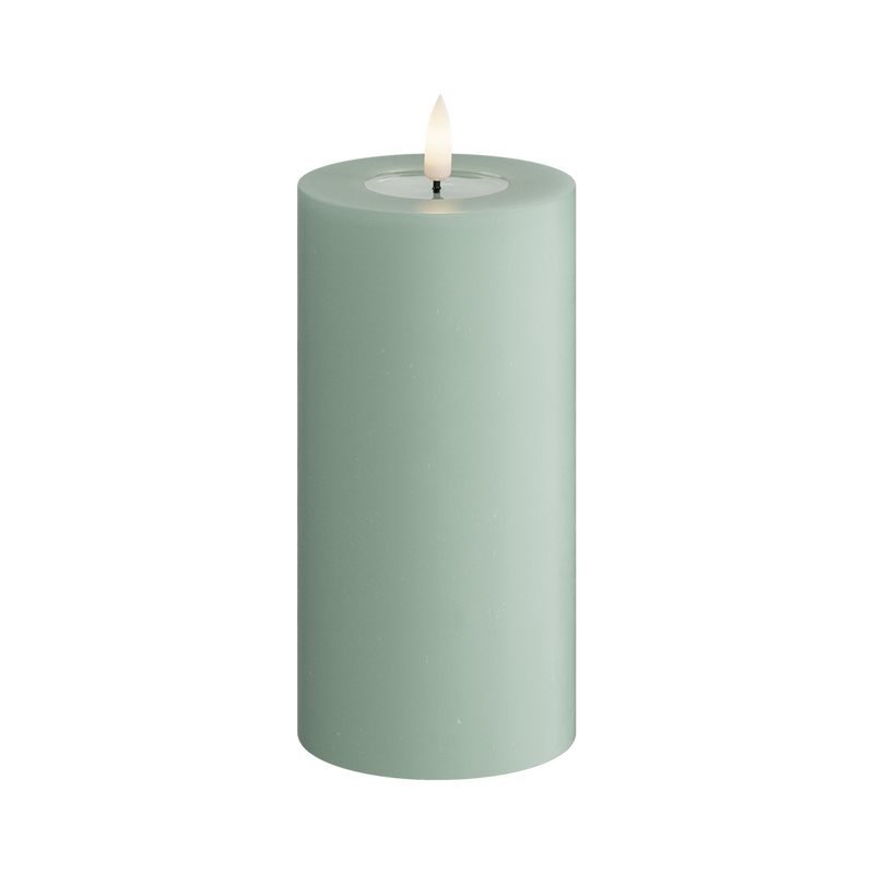 Flameless LED Sage Green Wax Pillar Candle