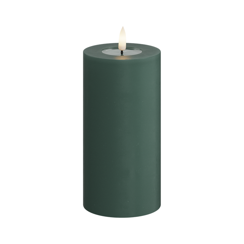 Flameless LED Jade Green Wax Pillar Candle