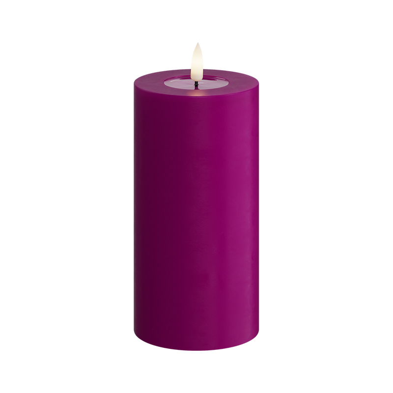 Flameless LED Violet Wax Pillar Candle