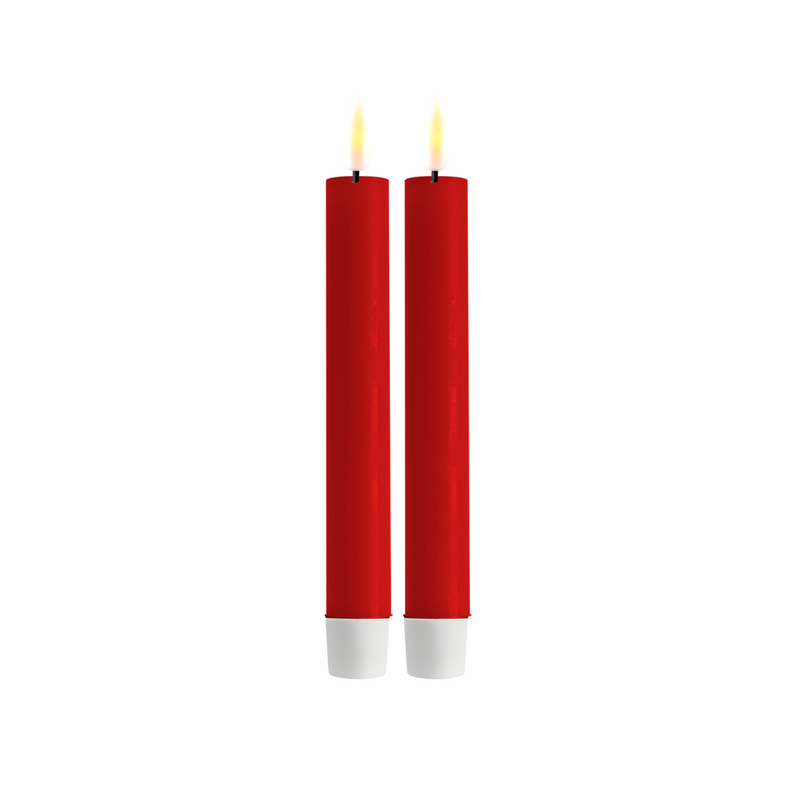 Flameless LED Red Set of 2 Dinner Candles