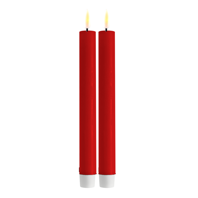 Flameless LED Red Set of 2 Dinner Candles