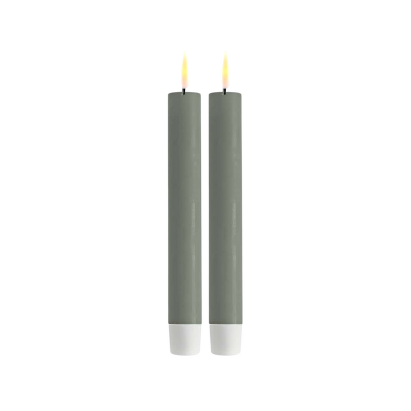 Flameless LED Sage Green Set of 2 Dinner Candles