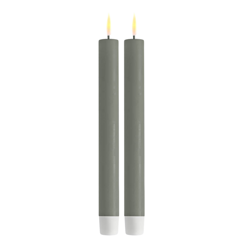 Flameless LED Sage Green Set of 2 Dinner Candles