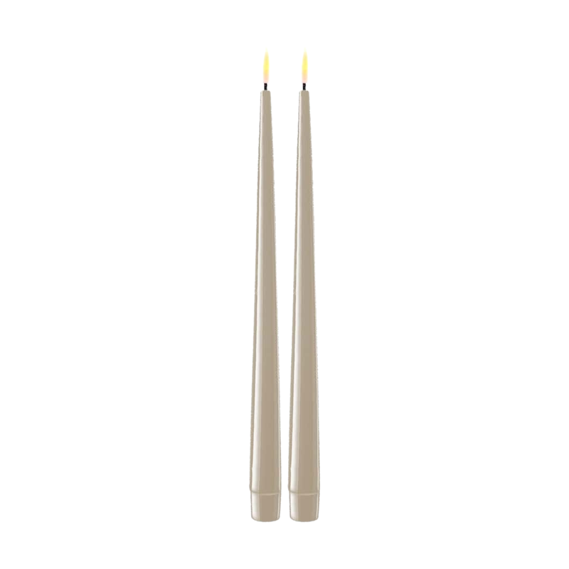 Flameless LED Sand Set of 2 Shiny Tapered Dinner Candles