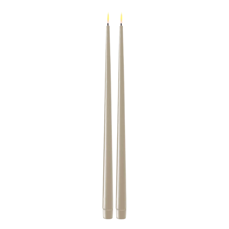 Flameless LED Sand Set of 2 Shiny Tapered Dinner Candles