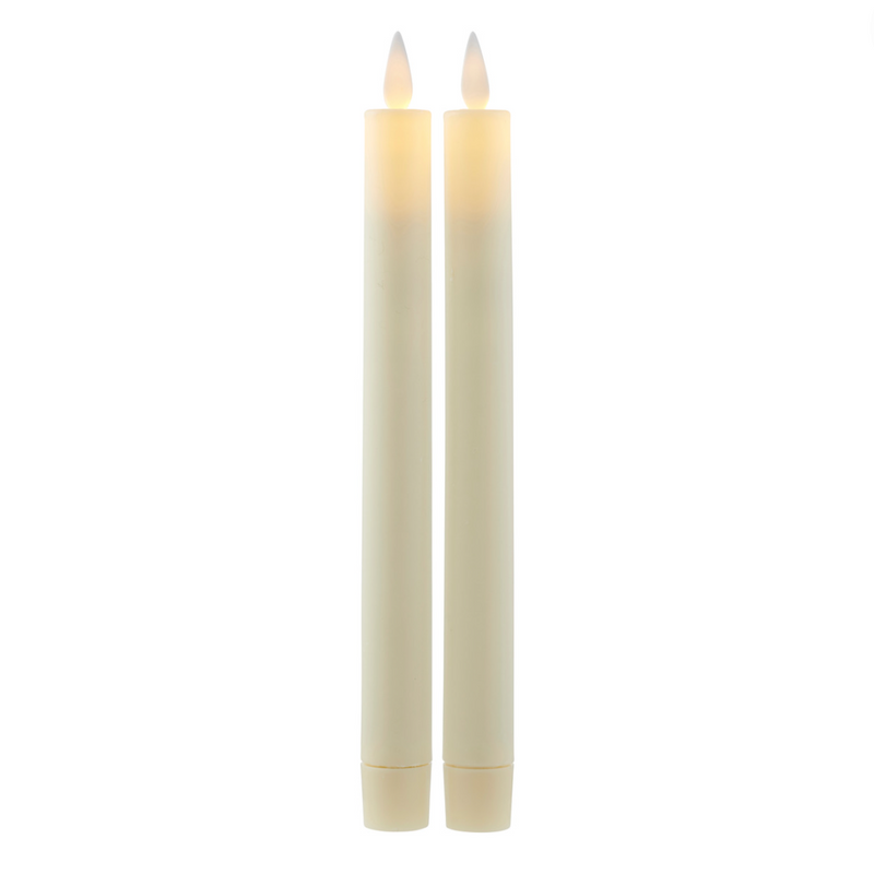 Sara White LED Taper Dinner Candle Set of 2