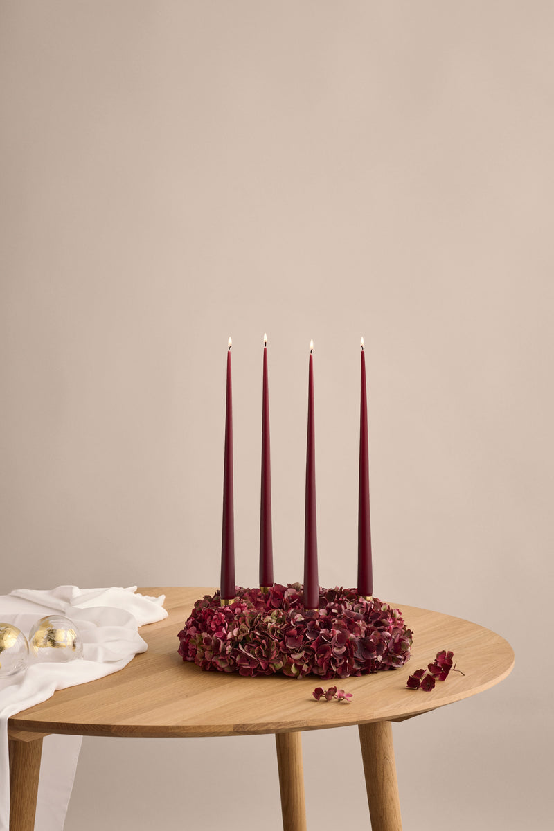 Dinner Taper Candles Wine Burgundy Set of 4 in Giftbox