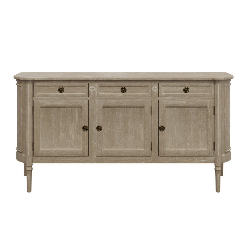 Alouette Washed Dove Grey 3 Door 3 Drawer Sideboard