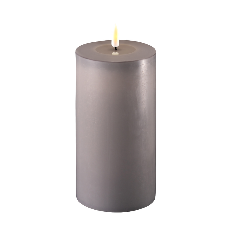 Flameless LED Grey Wax Pillar Candle