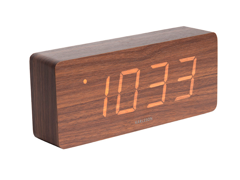 Tube LED Dark Wood Alarm Clock