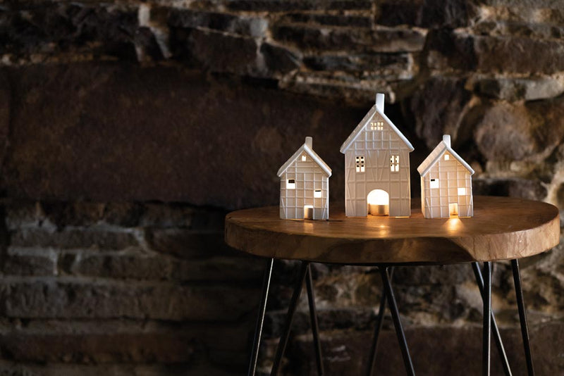 Small Porcelain Illuminated House Candle Holder