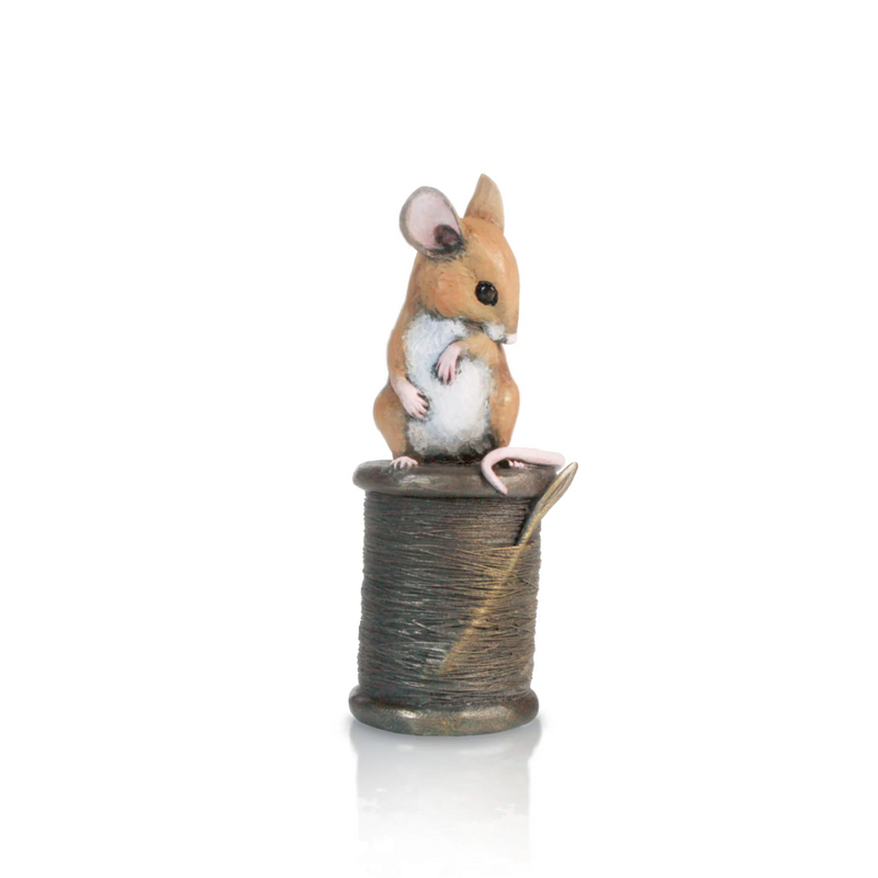 Hand Painted Bronze Mouse on Cotton Reel