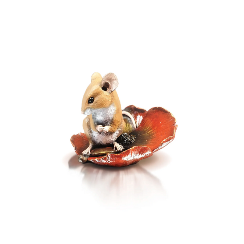 Hand Painted Bronze Mouse in Poppy