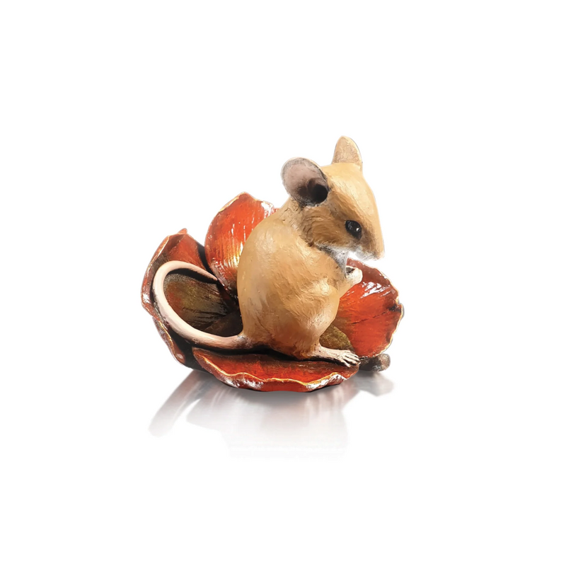 Hand Painted Bronze Mouse in Poppy