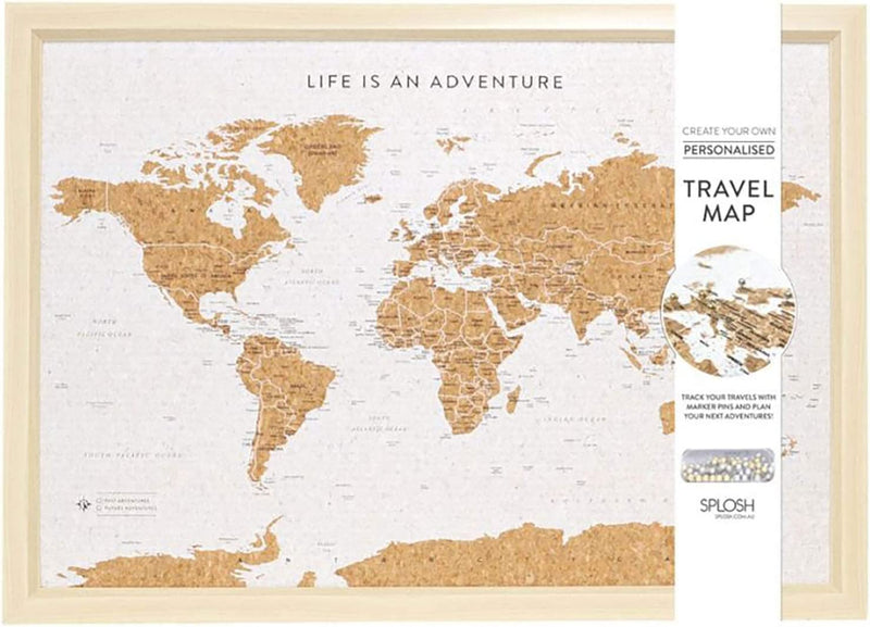 World Map Push Pin Corkboard