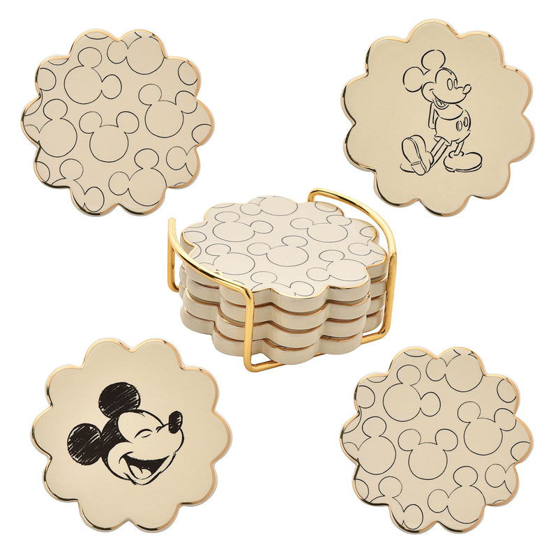 Mickey Mouse Scalloped Ceramic Coaster Set of 4