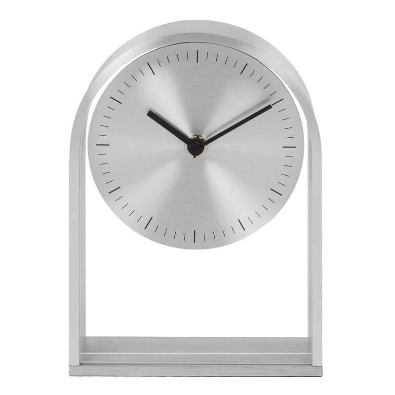 Silver Arched Aluminium Mantel Clock