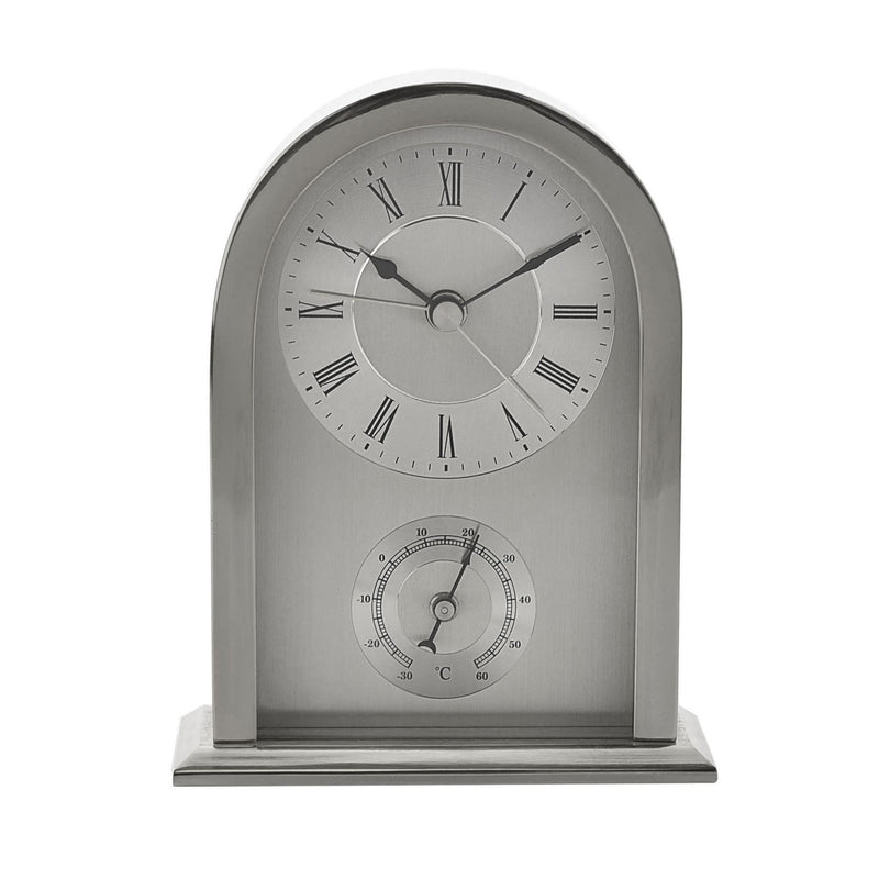 Brushed Aluminium Arched Mantel Clock