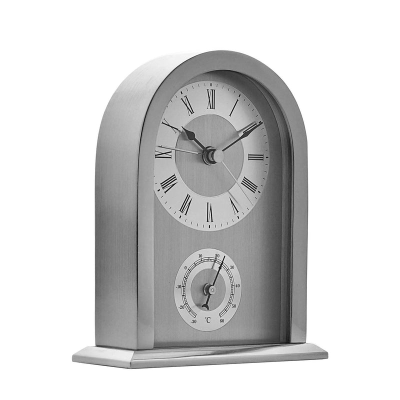 Brushed Aluminium Arched Mantel Clock