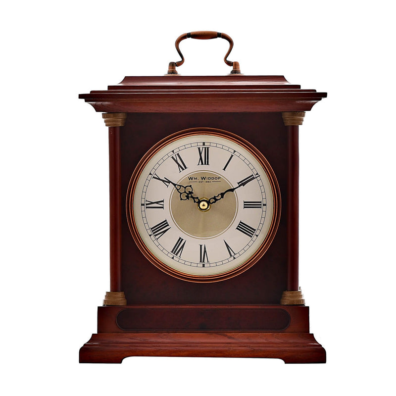 Wooden Mantel Clock with Metal Handle
