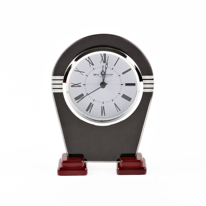 Black Glass Striped Mantel Clock