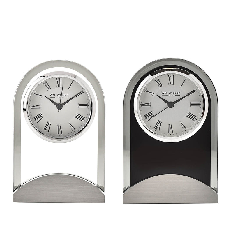 Black Glass & Aluminium Mantel Clock