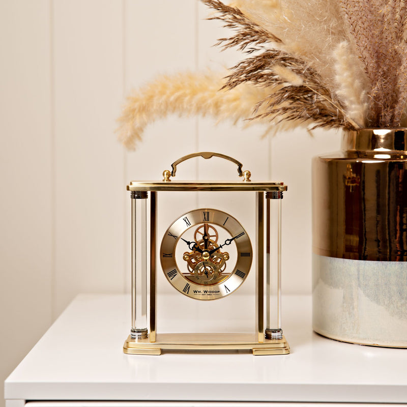 Glass & Gold Aluminium Mantel Clock