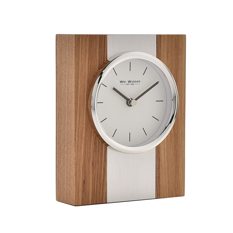 Square Wood & Metal Mantel Clock